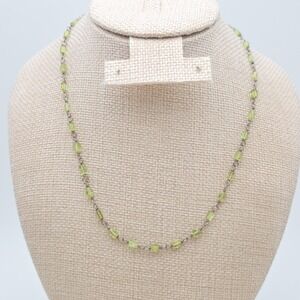 SILPADA Peridot Necklace 925 Sterling Silver Dainty Faceted Barrel Bead 18"